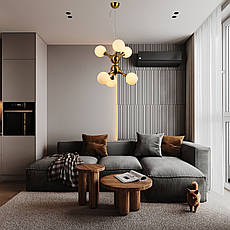 Підвісна люстра бронзова "Молекула" на 6 ламп (52-9816-6 BRZ+WH), фото 4