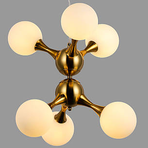 Підвісна люстра бронзова "Молекула" на 6 ламп (52-9816-6 BRZ+WH), фото 2