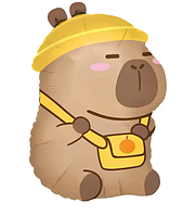 Фольгована куля  фигура Капібара з жовтою сумкою 55х38 см