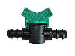 Міні кран прохідний для з'єднання садової трубки Ø16 мм