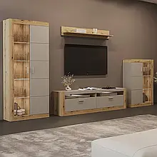 Вітальня (гостиная) з ламінованої ДСП/МДФ Палермо дуб евок прибережний/агат софт тач/шиншилла сіра Сокме