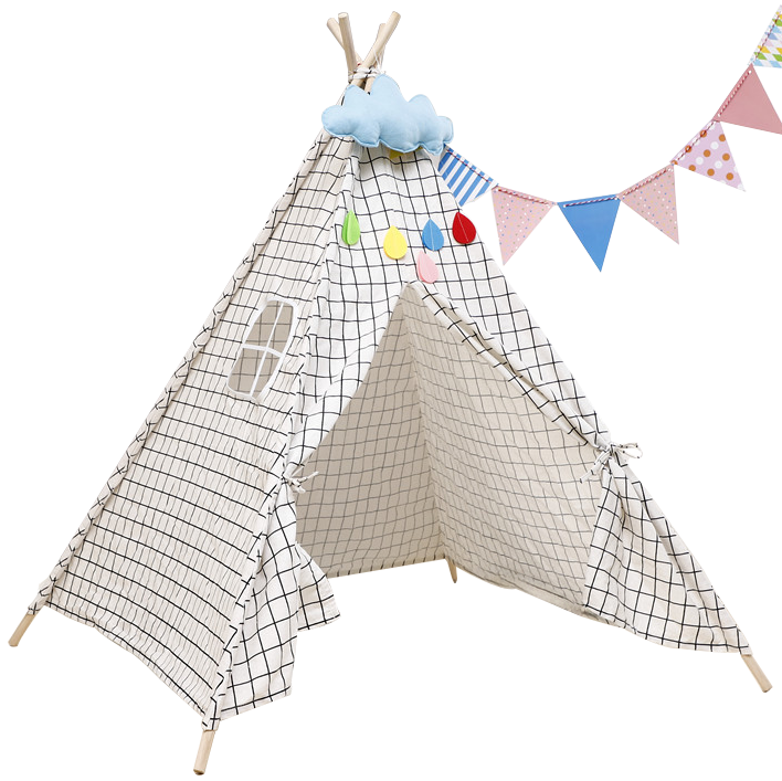 Дитячий намет вігвам 90x80x80 см у клітинку KRO-110 Grid, фото 1