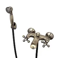 Змішувач для ванни Frap F3019-4 двовентильний бронза короткий гусак латунь