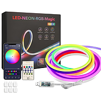 Світлодіодна неонова стрічка-шланг, керування через APP / Bluetooth, живлення USB, 5 метрів