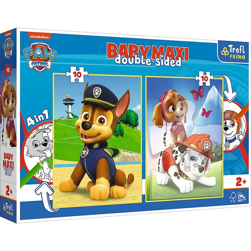 Пазли + розмальовка — (10+10 елм.BABY MAXI) — "Команда PAW Patrol", фото 1