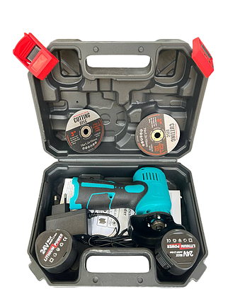 Акумуляторна мініболгарка в кейсі + акумулятор 12 V, 2 диски 75 мм (10), фото 2