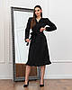 Класичне нарядне вечірнє плаття-міді з довгим рукавом, чорне, фото 2