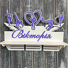 Медальниця на замовлення. Медальниця для гімнастки. Медальниця для гімнастики з поличкою для кубків. Холдер для гімнастки