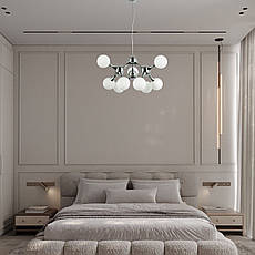 Підвісна люстра хром "Молекула" на 9 ламп (52-9816-9 CR+WH), фото 3