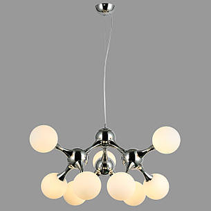 Підвісна люстра хром "Молекула" на 9 ламп (52-9816-9 CR+WH), фото 2
