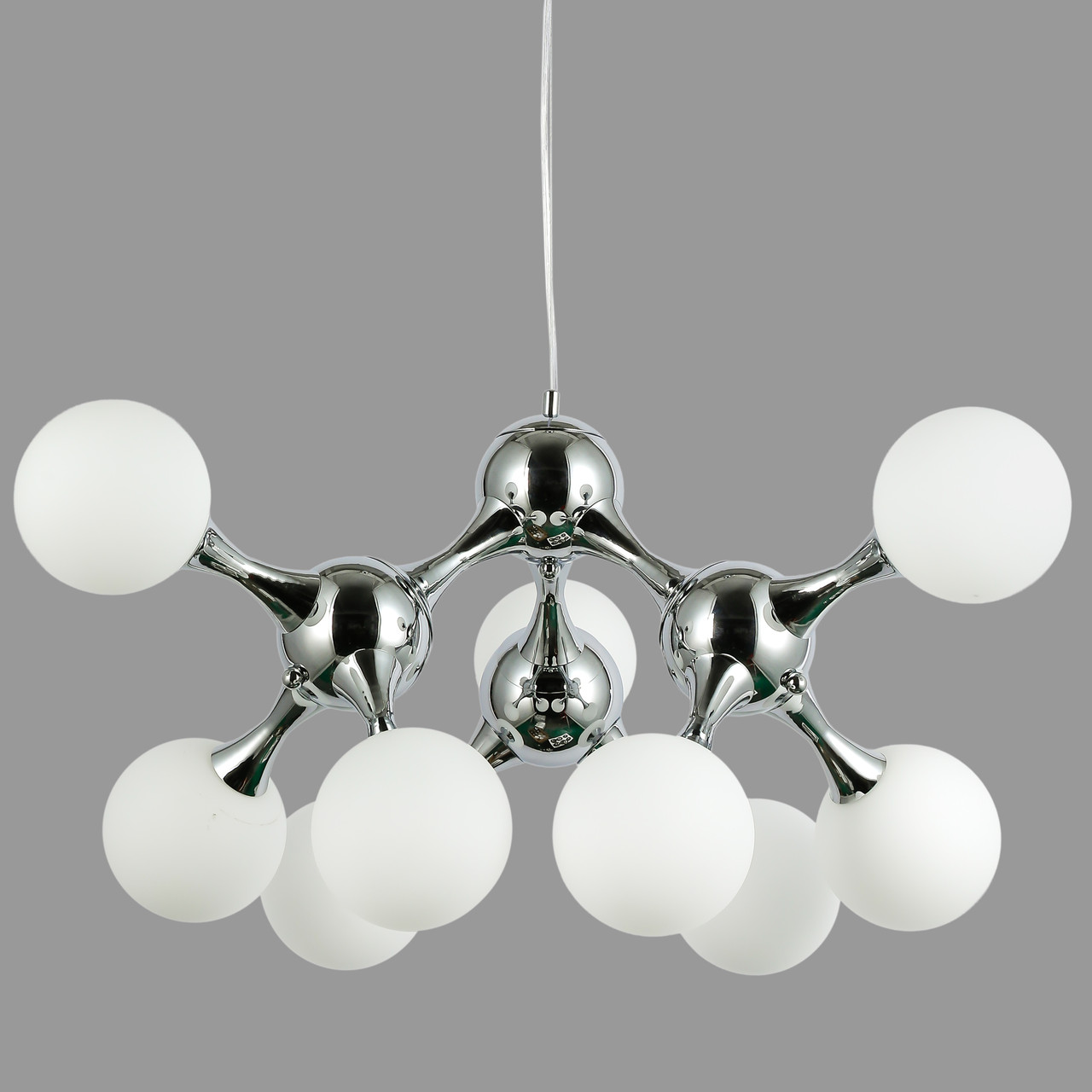 Підвісна люстра хром "Молекула" на 9 ламп (52-9816-9 CR+WH)