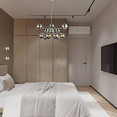 Підвісна люстра хром "Молекула" на 9 ламп (52-9816-9 CR+BK), фото 3