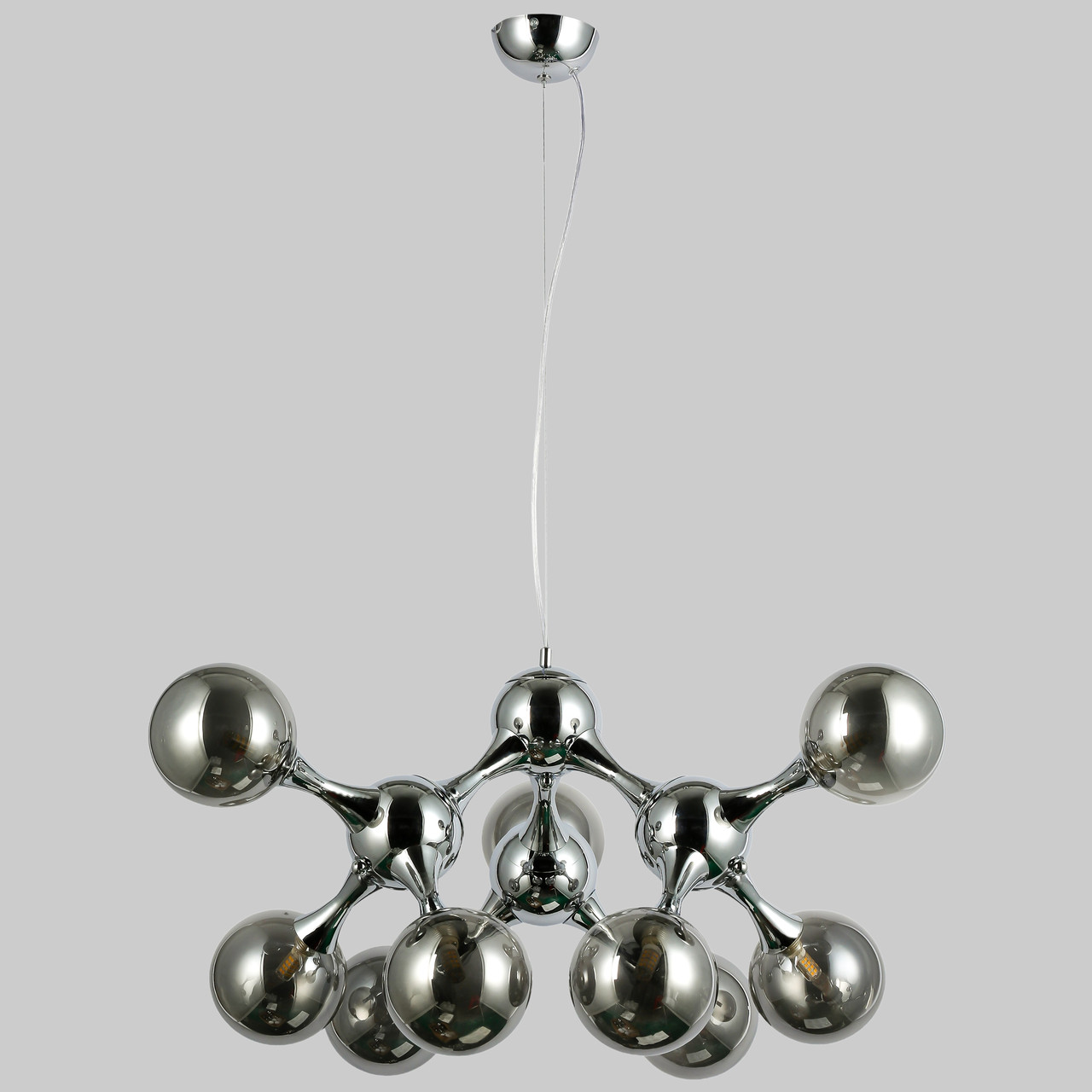 Підвісна люстра хром "Молекула" на 9 ламп (52-9816-9 CR+BK)