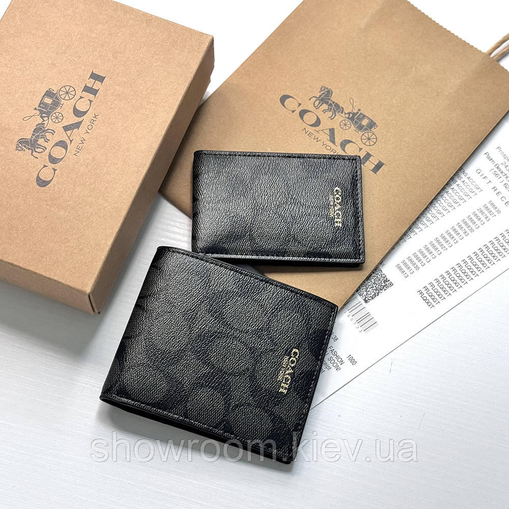 Чоловіче брендове портмоне з картхолдером Coach (1381) grey, фото 1