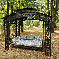 Садова гойдалка ліжко "Венеція", гойдалка пергола з подушками