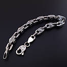 Срібний чоловічий браслет Руни 8 мм. Браслет на руку срібний чоловічий. 24 см, фото 6