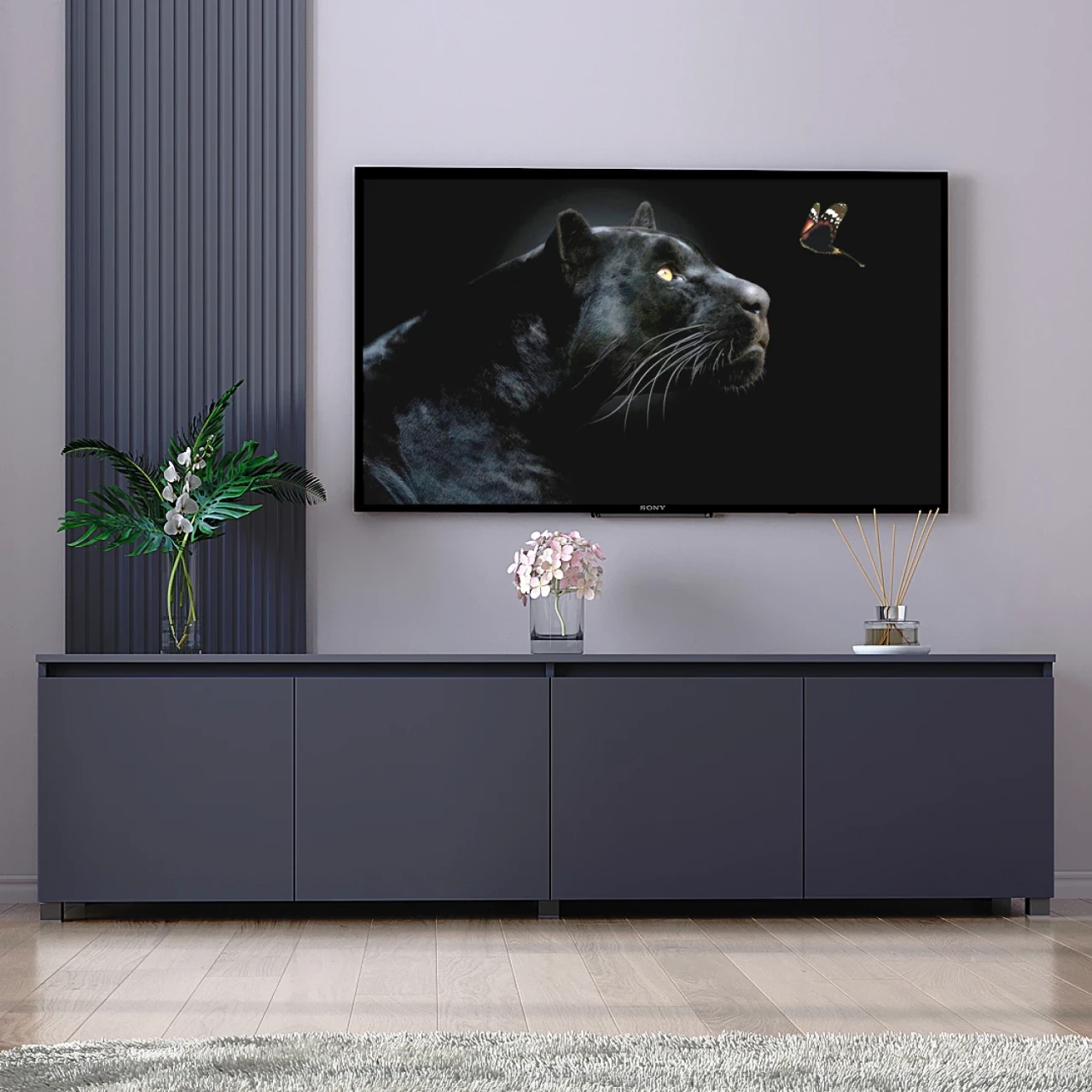 Стильна тумба під ТВ для вітальні Капрі К-214 Антрацит, фото 1