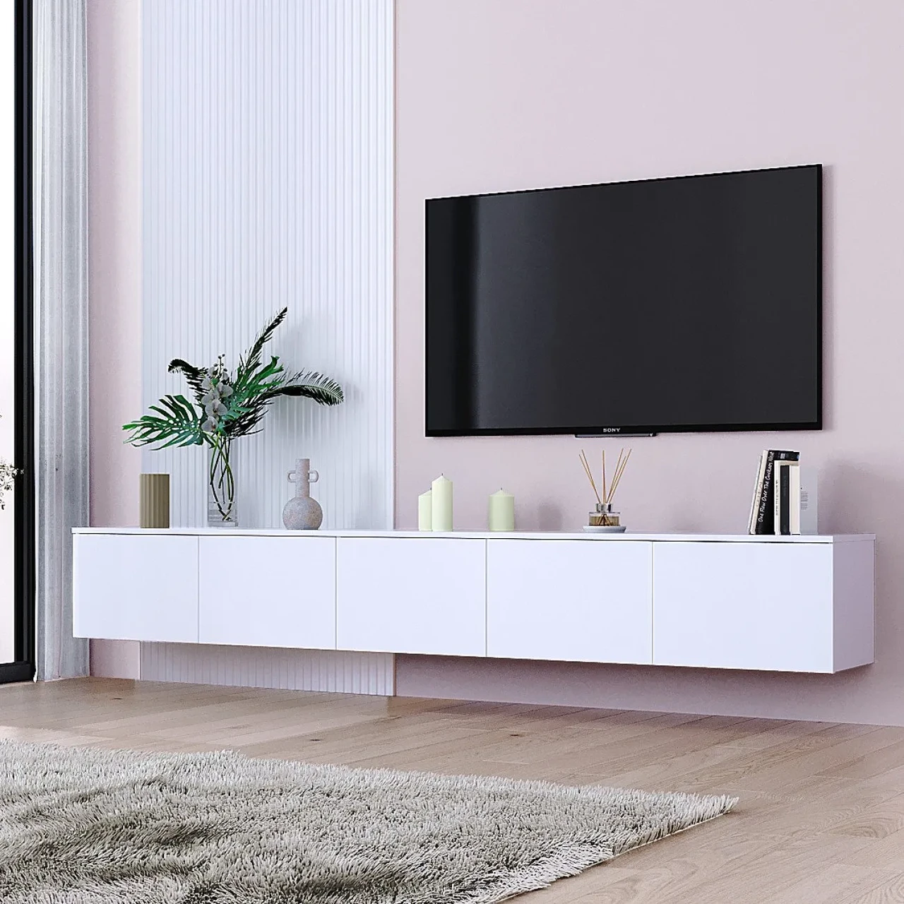 Велика настінна тумба для вітальні 250 см у сучасному стилі ТБ Капрі К-508, фото 1