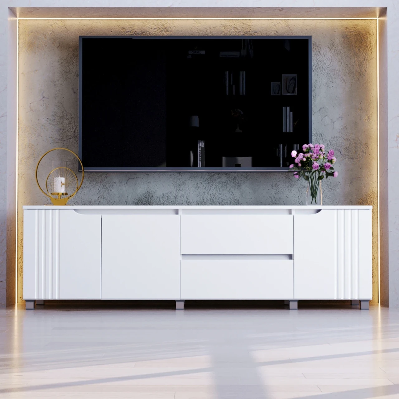 Тумба під телевізор для вітальні 178 з фасадами МДФ Портленд К-233, фото 1