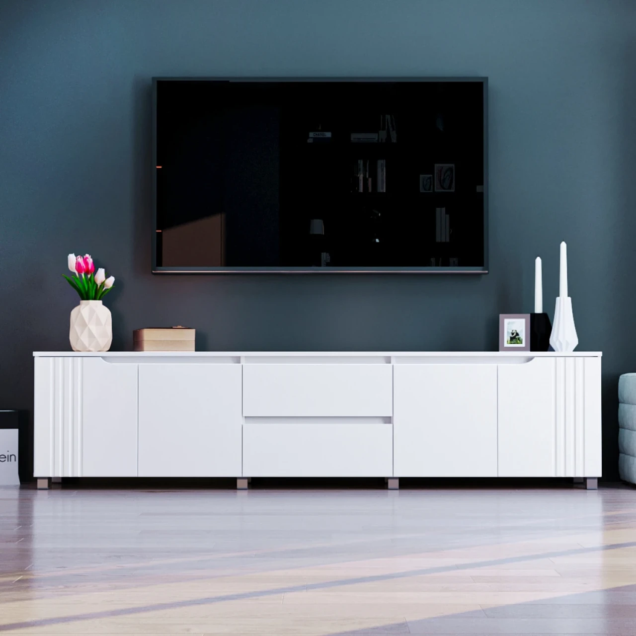 Тумба під телевізор у вітальню 217 см Портленд К-234 з фасадами МДФ, фото 1