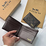 Чоловіче брендове портмоне з картхолдером Coach (1381) brown, фото 6