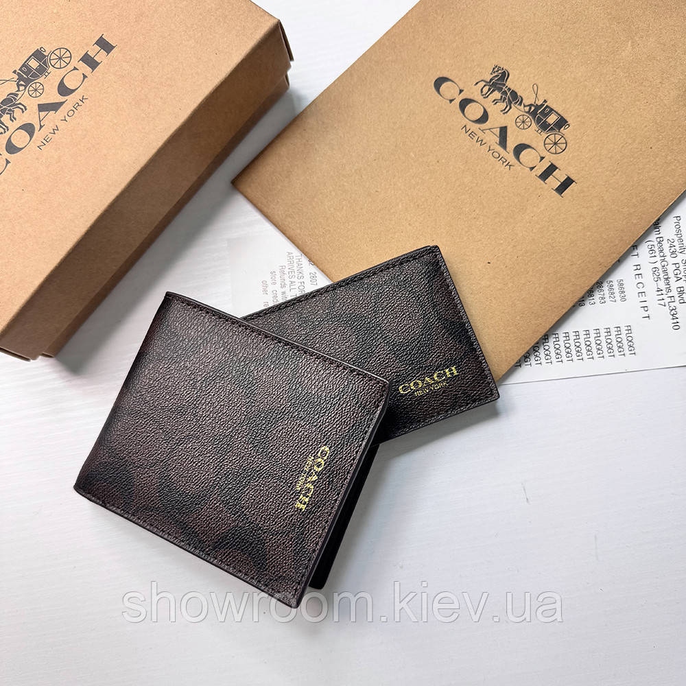 Чоловіче брендове портмоне з картхолдером Coach (1381) brown, фото 1