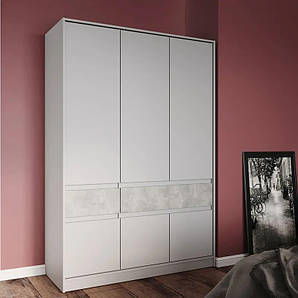 Шафа розпашна для одягу з висувними шухлядами (полиці - штанга) Эверест Стайл-1400 140х53х203 см Кашемір/Бетон (DTM-071164)