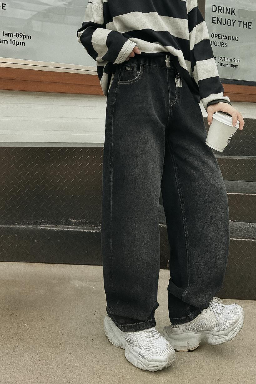 Широкі джинси скейтери NLYB на хлопчика з поясом на резинці baggy 10–16 років, Синій 160, фото 1