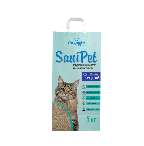 Наповнювач Природа Sani Pet бензонітовий для котячого туалету 5 кг, фото 1