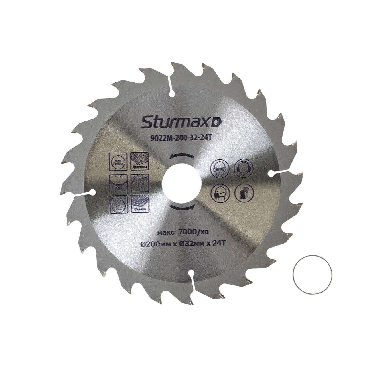 Sturmax 9022M-200-32-24T Диск пильний 200х32/30 мм 24 зуба по дереву, фото 1