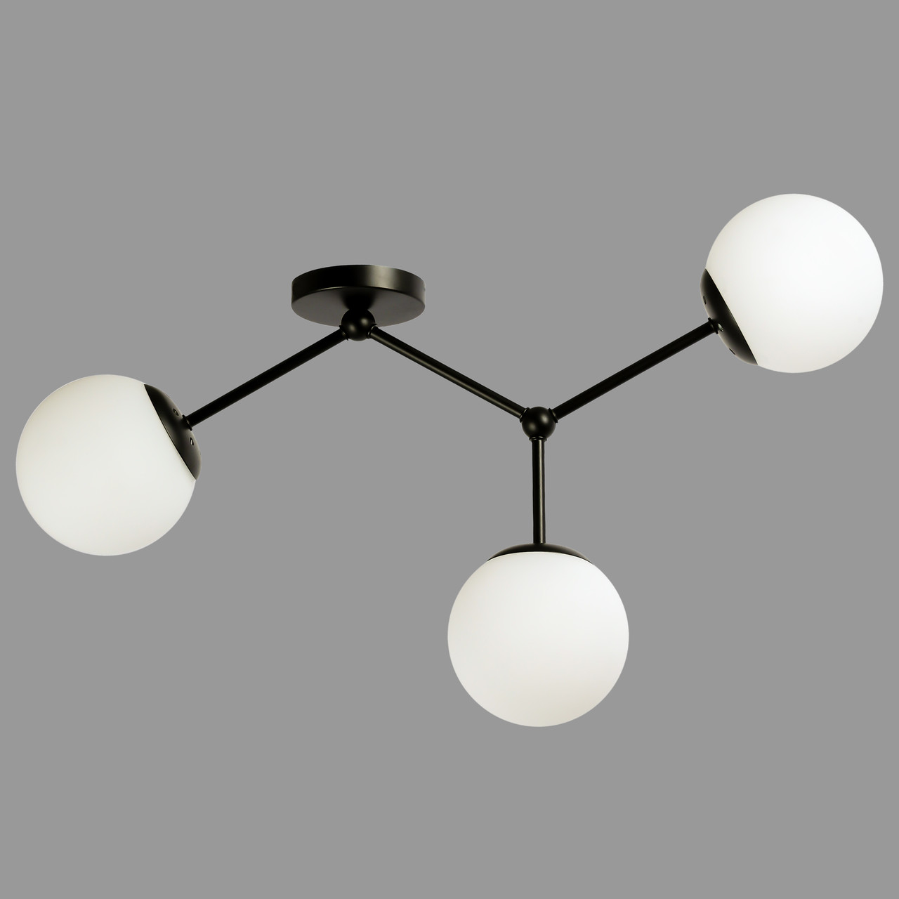 Стельова люстра чорна на 3 лампи (52-9820-3 BK+WH)