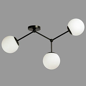 Стельова люстра чорна на 3 лампи (52-9820-3 BK+WH), фото 1