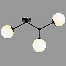 Стельова люстра чорна на 3 лампи (52-9820-3 BK+WH), фото 4