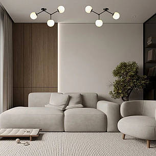 Стельова люстра чорна на 3 лампи (52-9820-3 BK+WH), фото 2