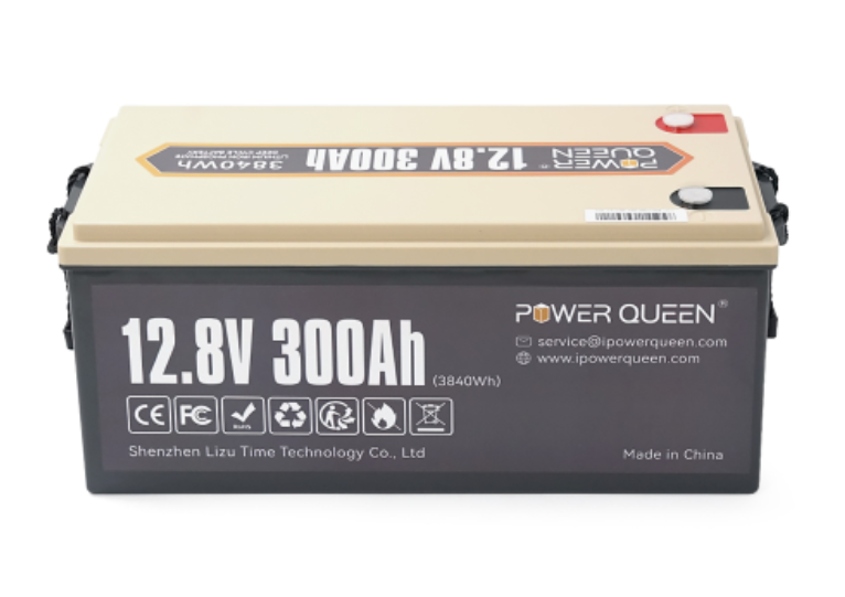 Акумуляторна батарея LiFePO4 Power Queen 12.8 В 300 А·год, 3840 Вт·год, BMS 200 А, розміри 522×240×218 мм, фото 1