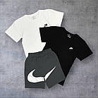 Чоловічий літній костюм Nike Футболка Шорти Кепка чорний з сірим Комплект Найк, фото 2