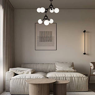 Люстра чорна "Молекула" на 7 ламп (52-9817-7 BK+WH), фото 2