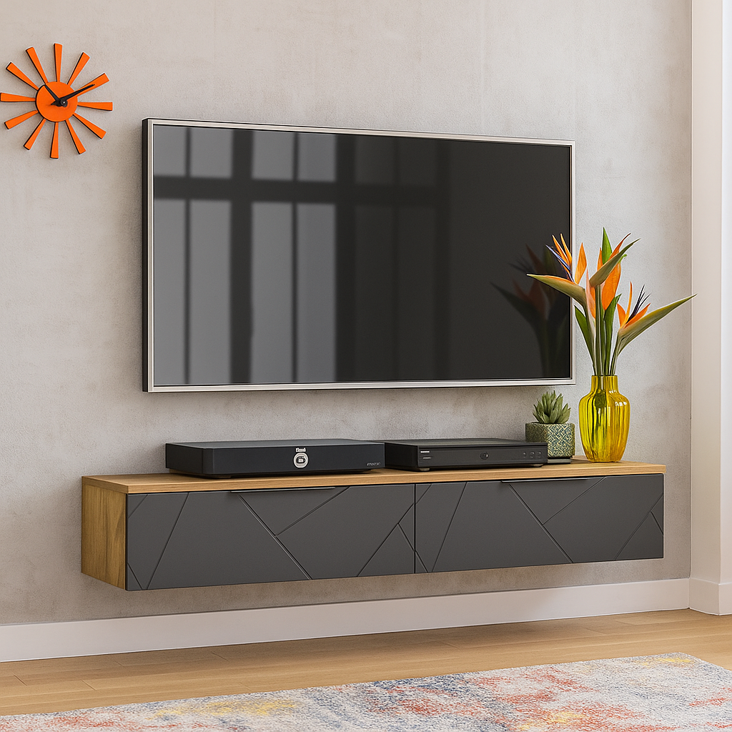 Стильна довга консоль тумба під телевізор підвісна 160 см у вітальню, спальню модерн Вектор Мебель Сервіс, фото 1