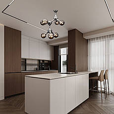 Люстра хром "Молекула" на 7 ламп (52-9817-7 CR+BK), фото 3