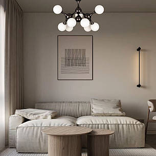 Стельова люстра чорна "Молекула" на 9 ламп (52-9817-9 BK+WH), фото 2