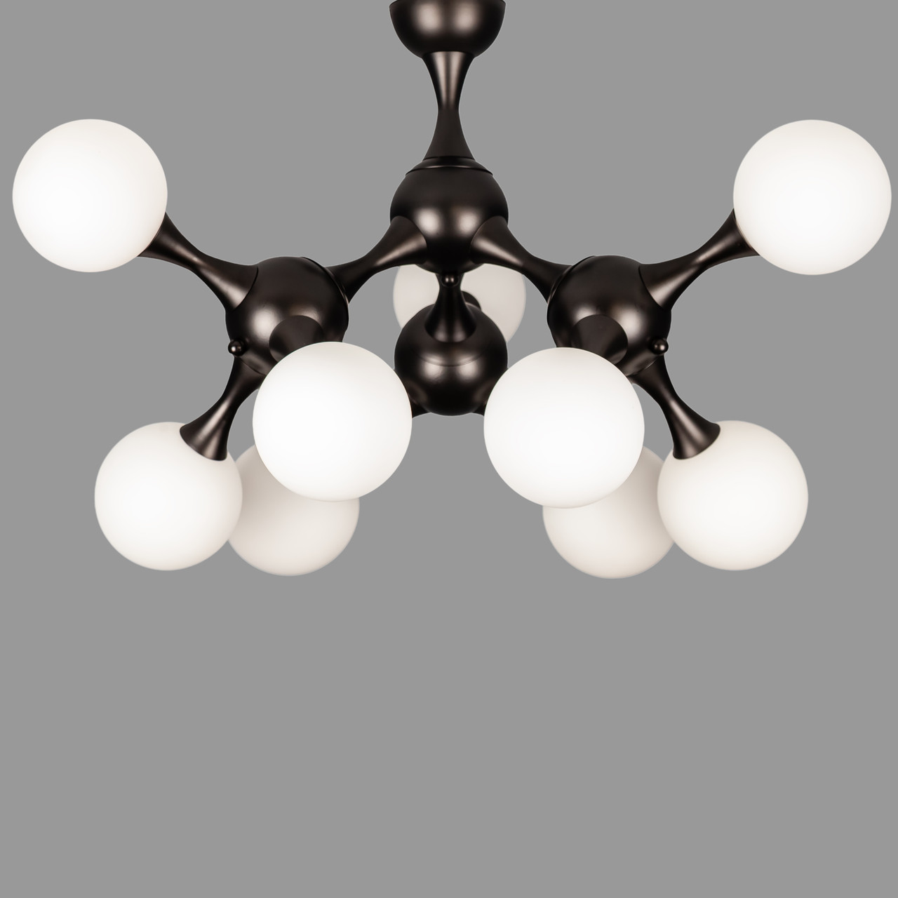 Стельова люстра чорна "Молекула" на 9 ламп (52-9817-9 BK+WH)