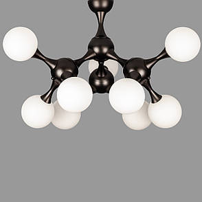 Стельова люстра чорна "Молекула" на 9 ламп (52-9817-9 BK+WH), фото 1