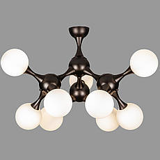 Стельова люстра чорна "Молекула" на 9 ламп (52-9817-9 BK+WH), фото 4