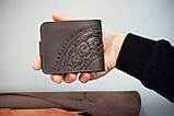 Чоловічий шкіряний гаманець коричневий з тисненням Чумацький Шлях, фото 2