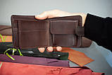 Чоловічий шкіряний гаманець коричневий з тисненням Чумацький Шлях, фото 3
