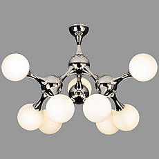 Стельова люстра чорна "Молекула" на 9 ламп (52-9817-9 CR+WH), фото 4