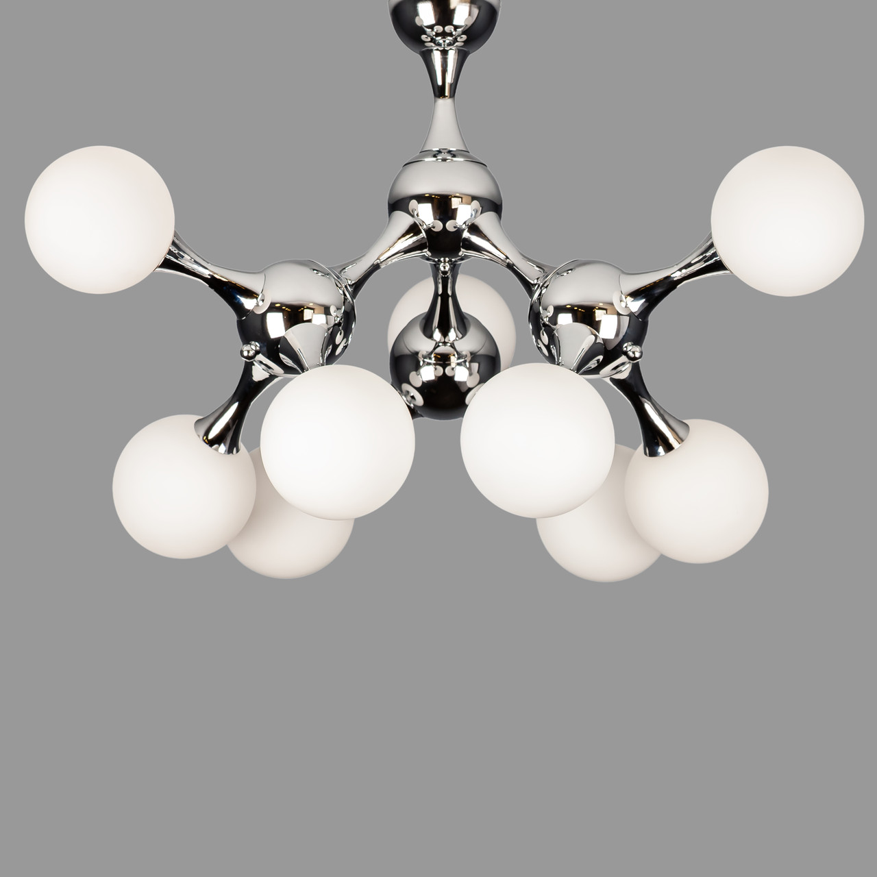 Стельова люстра чорна "Молекула" на 9 ламп (52-9817-9 CR+WH)