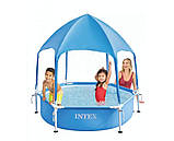☀️Дитячий каркасний басейн Intex 28209 для дорослих та дітей, з навісом, 700 л, 8,8 кг, 183 x 38 см Блакитний, фото 3