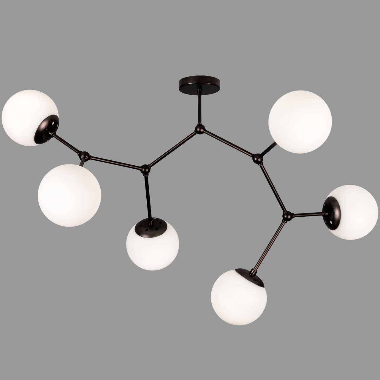 Стельова люстра чорна на 6 ламп (52-9820-6 BK+WH)