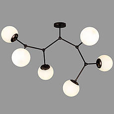 Стельова люстра чорна на 6 ламп (52-9820-6 BK+WH), фото 4